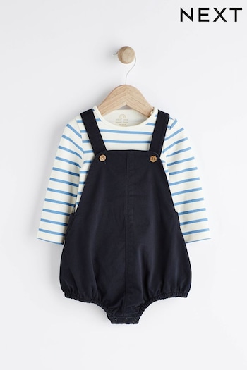 Navy Blue Dungarees And Bodysuit Baby Set (0mths-2yrs) (N31189) | £16 - £18