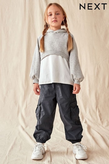 Charcoal Grey Parachute Cargo Trousers (3-16yrs) (N31199) | £16 - £21
