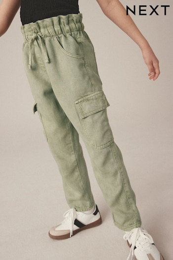 Khaki Green Tencel Cargo Pocket Trousers (3-16yrs) (N31202) | £19 - £24