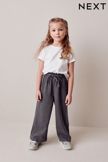 Charcoal Grey Wide Leg Trousers Belted (3-16yrs) (N31208) | £15 - £20