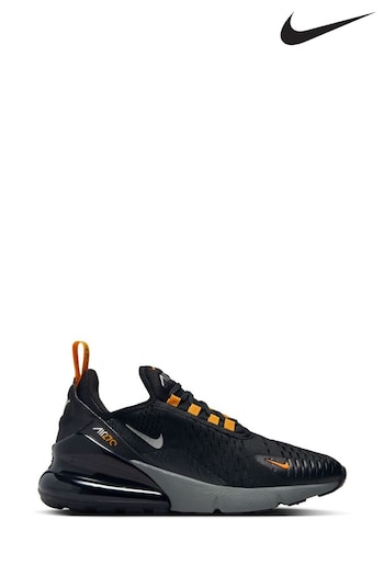 Nike charcoal Black/Gold Air Max 270 Youth Trainers (N31232) | £90