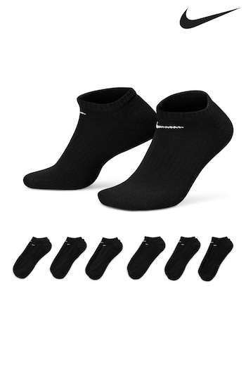 Nike Black Everyday Cushioned Training No Show Socks 6 Pack (N31236) | £23