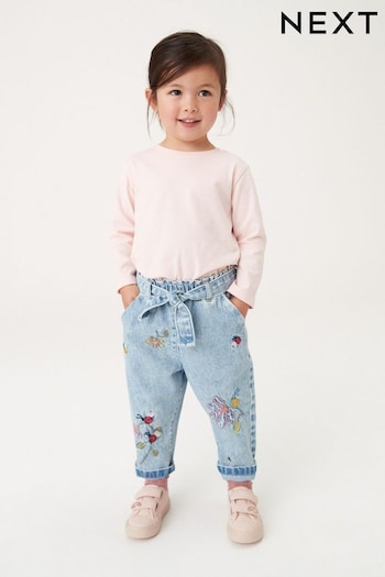 Mid Blue Denim Ladybird Embroidered Slouchy Jeans Palm (3mths-7yrs) (N31340) | £15 - £17