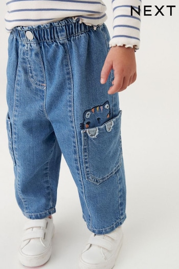 Mid Blue Denim Character Pocket Jeans knee (3mths-7yrs) (N31342) | £16 - £18