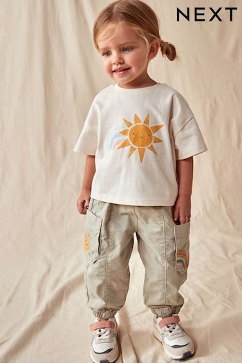 Sage Green Cargo Trousers and T-Shirt Set (3mths-7yrs) (N31348) | £20 - £24