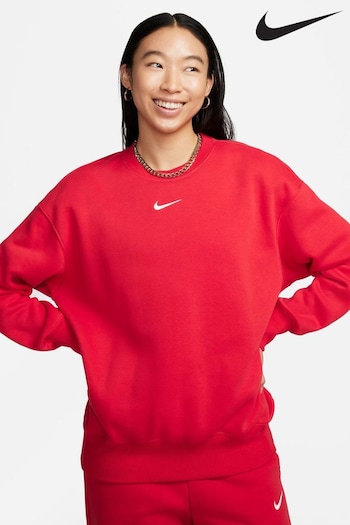 Nike Red Oversized Mini Swoosh Sweatshirt (N31430) | £55