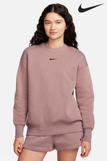 Nike Brown Oversized Mini Swoosh Sweatshirt (N31432) | £55
