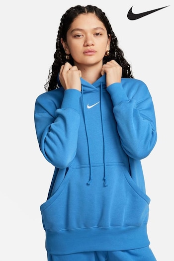 Nike Blue Oversized Mini Swoosh Hoodie (N31444) | £60