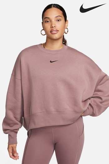 Nike Brown Oversized Mini Swoosh Sweatshirt (N31448) | £55