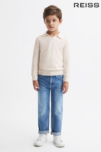 Reiss Milk Swifts Junior Slim Fit Merino Wool Open Collar Top (N31497) | £38