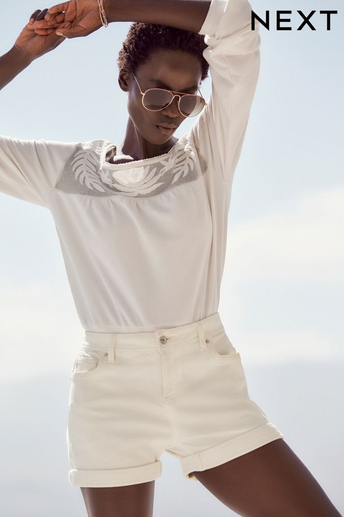 Womens White Shorts White Denim Linen Shorts Next UK