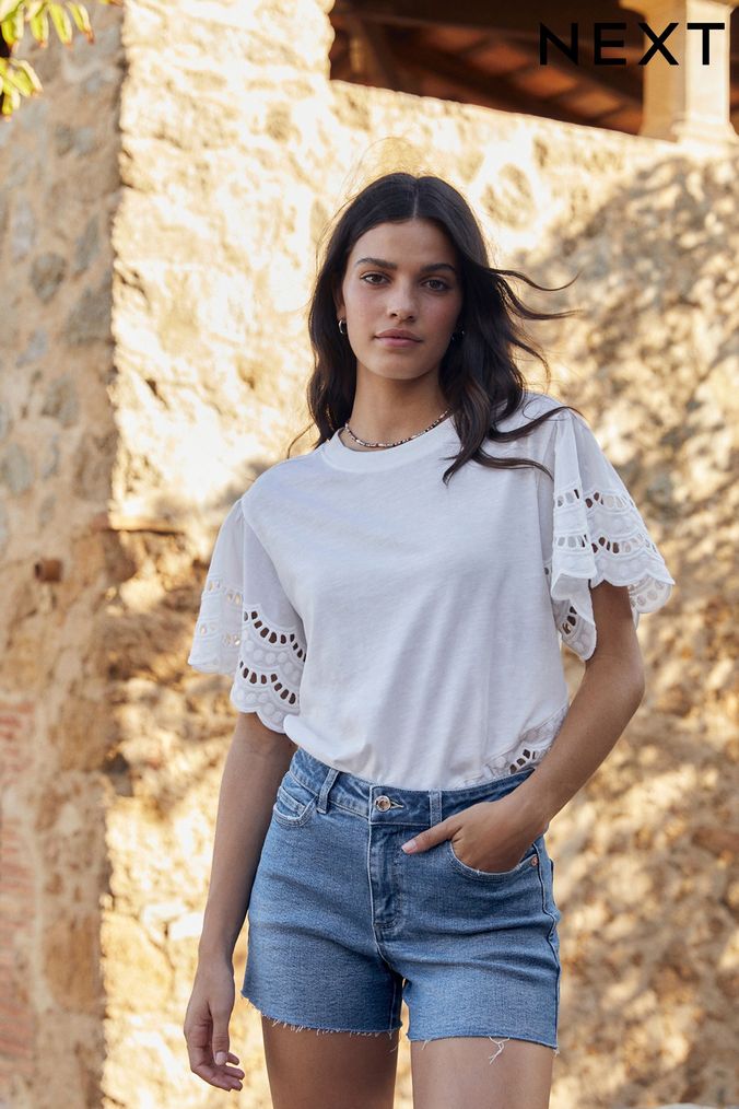 Buy Women s Tall Mid Rise Cotton Mix X Long Shorts Online Next UK