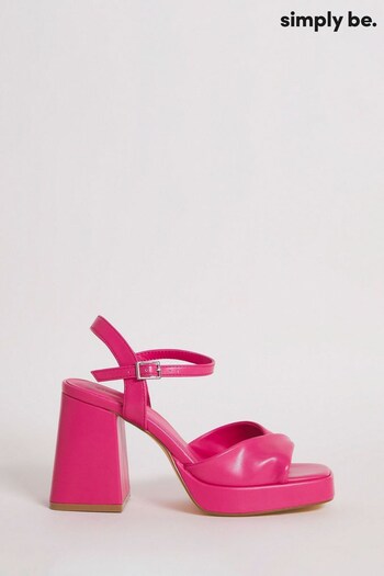 Simply Be Pink Twist Front Platform Heeled Sandals In Extra Wide Fit (N31751) | £35