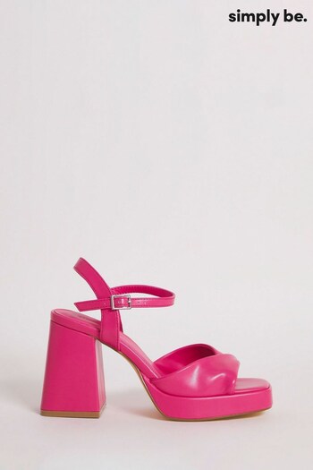 Simply Be Pink Twist Front Platform Heeled Sandals Konseal In Wide Fit (N31760) | £35