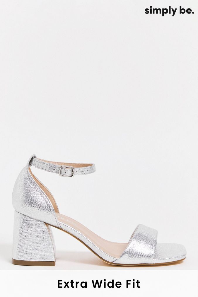 Extra wide fit silver heels sales