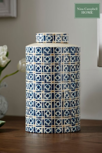Nina Campbell Blue Printed Vase (N31792) | £70