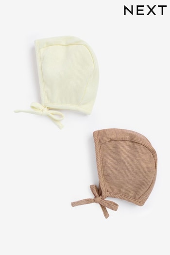 Cream / Neutral 2 Pack Jersey Baby Bonnets (0-6mths) (N31828) | £7