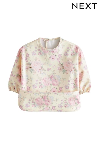 Pink Floral smock Weaning And Feeding Sleeved Bibs (6mths-3yrs) (N31834) | £9 - £10