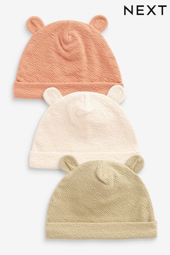 Green/Orange 3 Pack Baby Bear Ear Beanie Add Hats (0mths-2yrs) (N31846) | £6