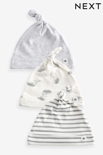 Grey Whale Baby Tie Top Hats 3 Pack (0-18mths) (N31848) | £5.50