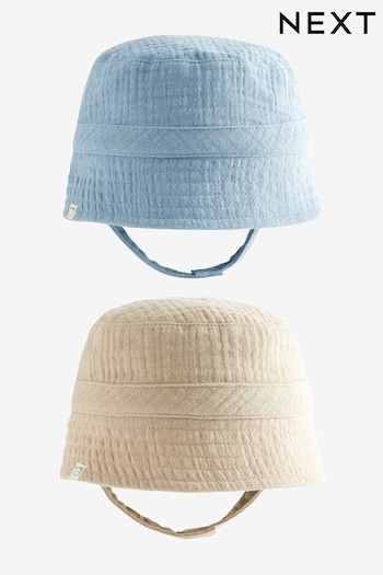 Brown/Blue Baby Bucket New Hats 2 Pack (0mths-2yrs) (N31850) | £11