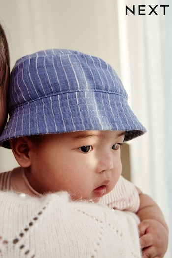 Blue Denim Stripe Baby Bucket Hat (0mths-2yrs) (N31856) | £6