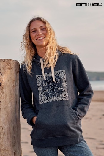 Animal Womens Blue Maya Organic Graphic Hoodie (N31894) | £50