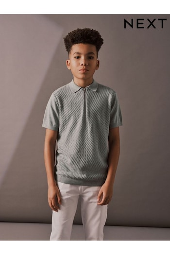 Minerals Short Sleeved Bubble Texture Polo Shirt (3-16yrs) (N31925) | £12 - £17