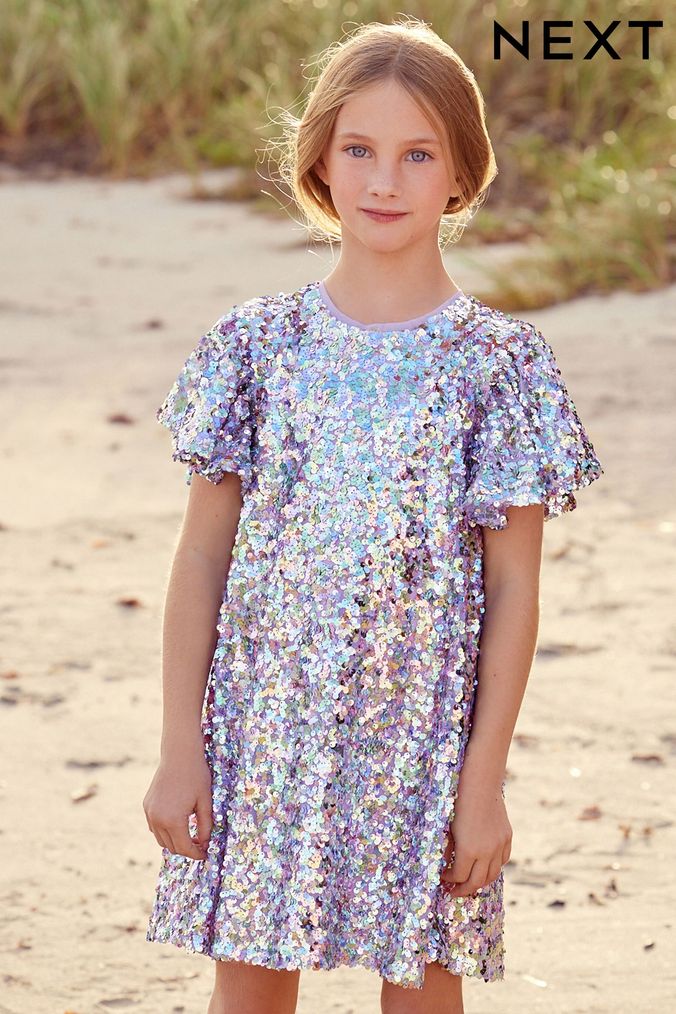 Girls Sequin Dresses Pleated Maxi Sequin Dresses Next