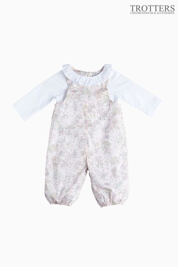 Trotters London Pink Little Liberty Print Etta Fawn Willow Dungaree (N31981) | £70