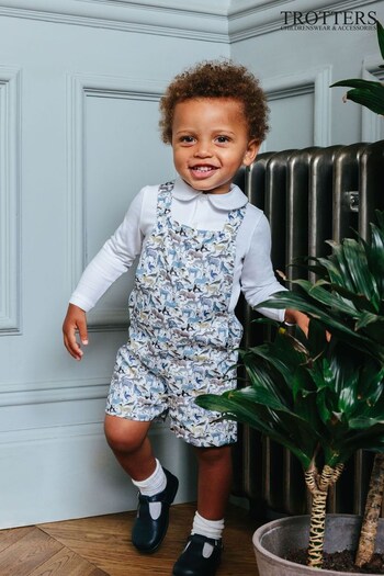 Trotters London Blue Liberty Print Little Zoo Dungaree (N31982) | £70