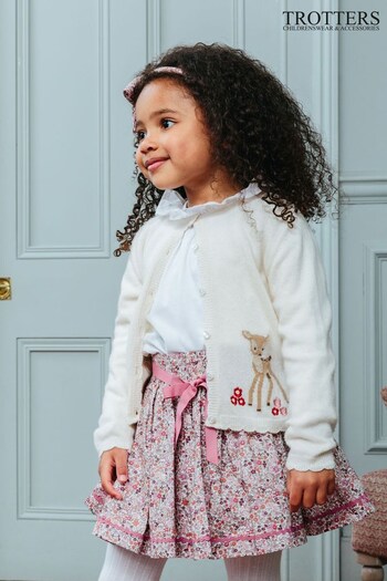Trotters London Winter Fawn White Cardigan (N32006) | £56 - £60