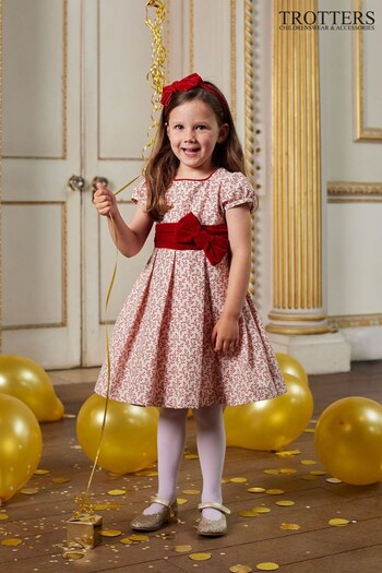 Trotters London Pink Bethany Bow Party Dress (N32021) | £105 - £115