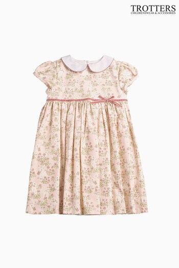 Trotters London Pink Bunny Peter Pan Collar Cotton Dress (N32062) | £74 - £80