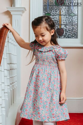 Trotters London Pink Liberty Print Florence May Willow Smocked Dress (N32072) | £88 - £94