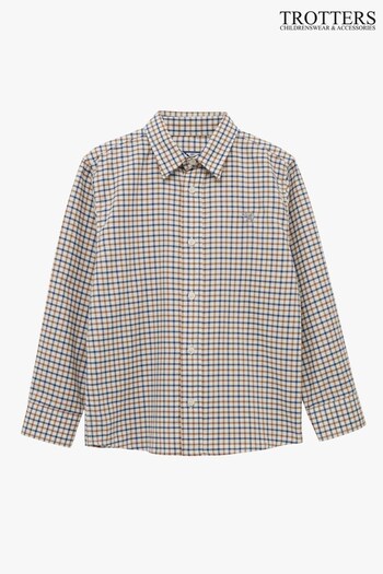 Trotters London Natural Check Oliver Cotton Shirt (N32109) | £25 - £27