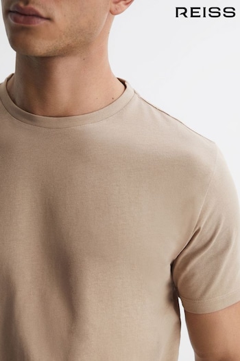 Reiss Taupe Bless Cotton Crew Neck T Shirt (N32117) | £28