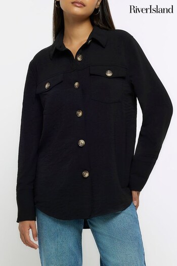 River Island Black Blisted Textured Shirt (N32165) | £37