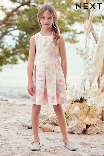 Pink/Lilac Purple Soft Floral Back Detail Occasion Dress (1.5-16yrs) (N32181) | £23 - £31
