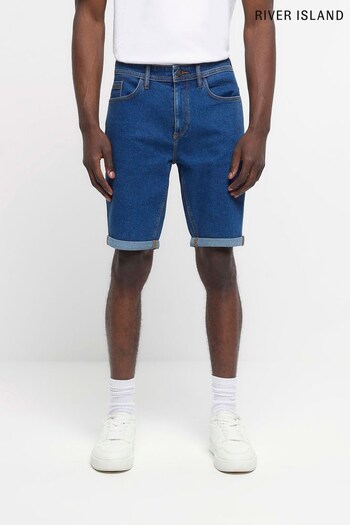 River Island Blue Skinny Denim Shorts (N32192) | £20