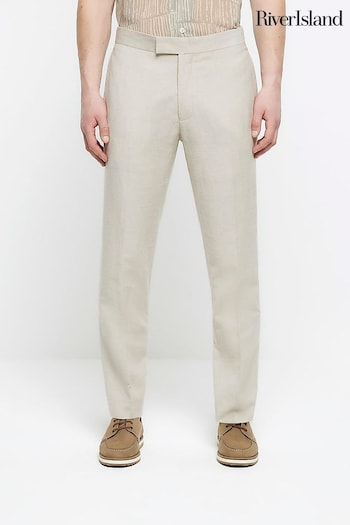 River Island Natural Stone Linen Suit Trousers (N32193) | £60