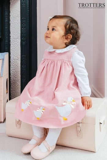 Trotters London Pink Little Dusty Jemima Smocked Cotton Pinafore (N32274) | £54