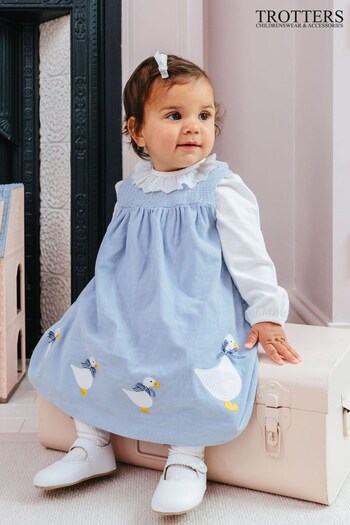 Trotters London Blue Little Pale Jemima Smocked Cotton Pinafore (N32275) | £27