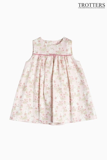 Trotters London Pink Little Pale Bunny Cotton Pinafore (N32277) | £56