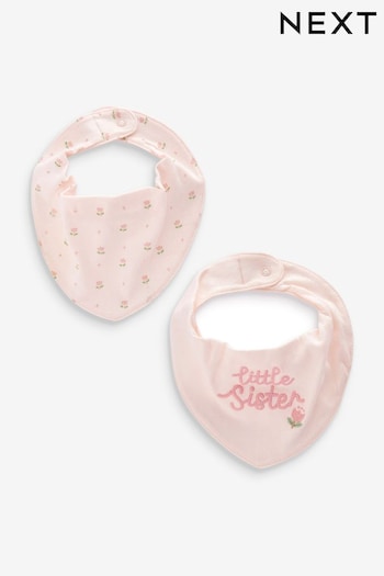 Pink Little Sister Baby Dribble Bibs 2 Pack (N32296) | £6