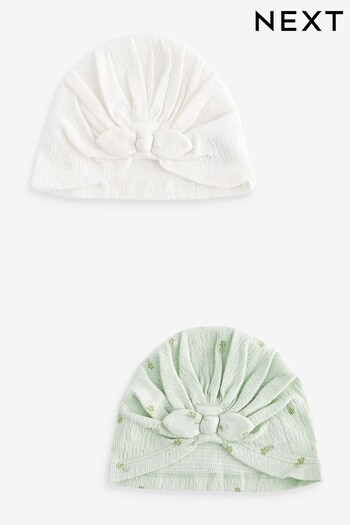 Sage Green Baby Turban Hats 2 Pack (0-18mths) (N32341) | £6.50