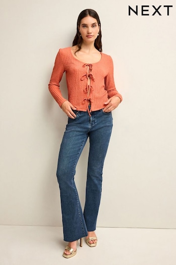 Inky Blue Super Soft Denim Flare Jeans embroidery (N32372) | £39