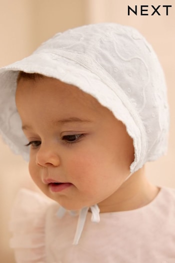 White Occasion Baby Bonnet Hat (0-18mths) (N32379) | £7.50