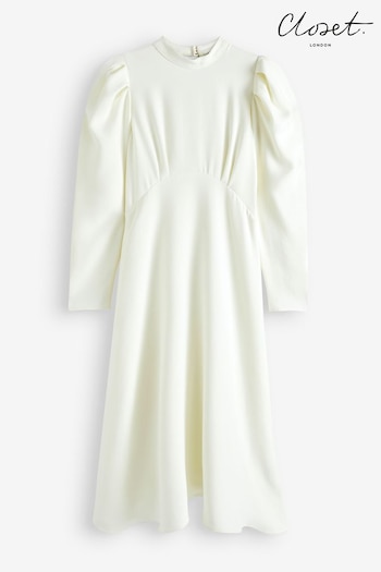 Closet London Cream Puff Sleeve Dress (N32389) | £90