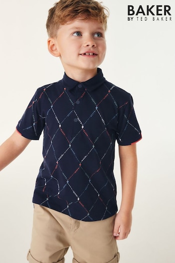 Baker by Ted Baker Navy Printed capuche Polo Shirt (N32398) | £20 - £26